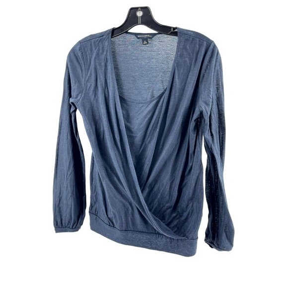 Banana Republic Women's Navy Blue Long Sleeve Wrap Top Shirt Size XS - Picture 2 of 10